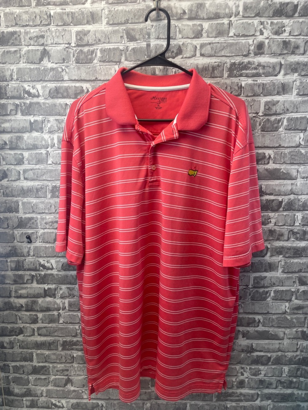 Masters Coral Pink Striped Polo Shirt